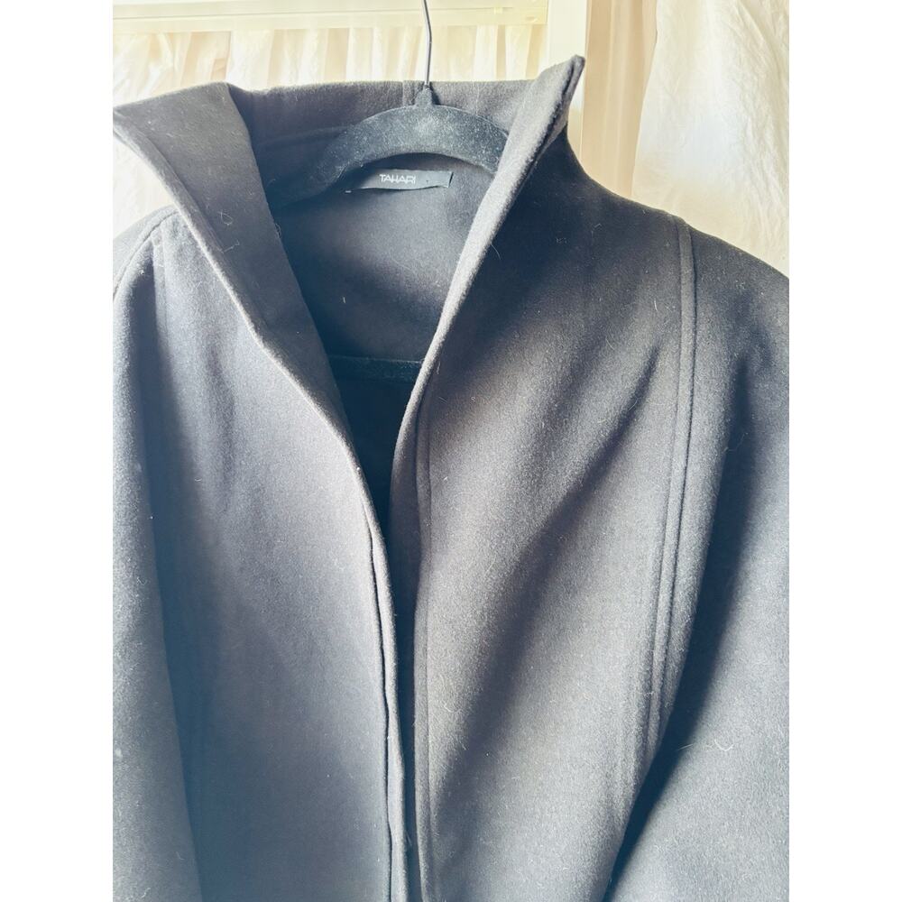 Tahari Womens Cape Capelet Wrap Coat Black L - Picture 3 of 9